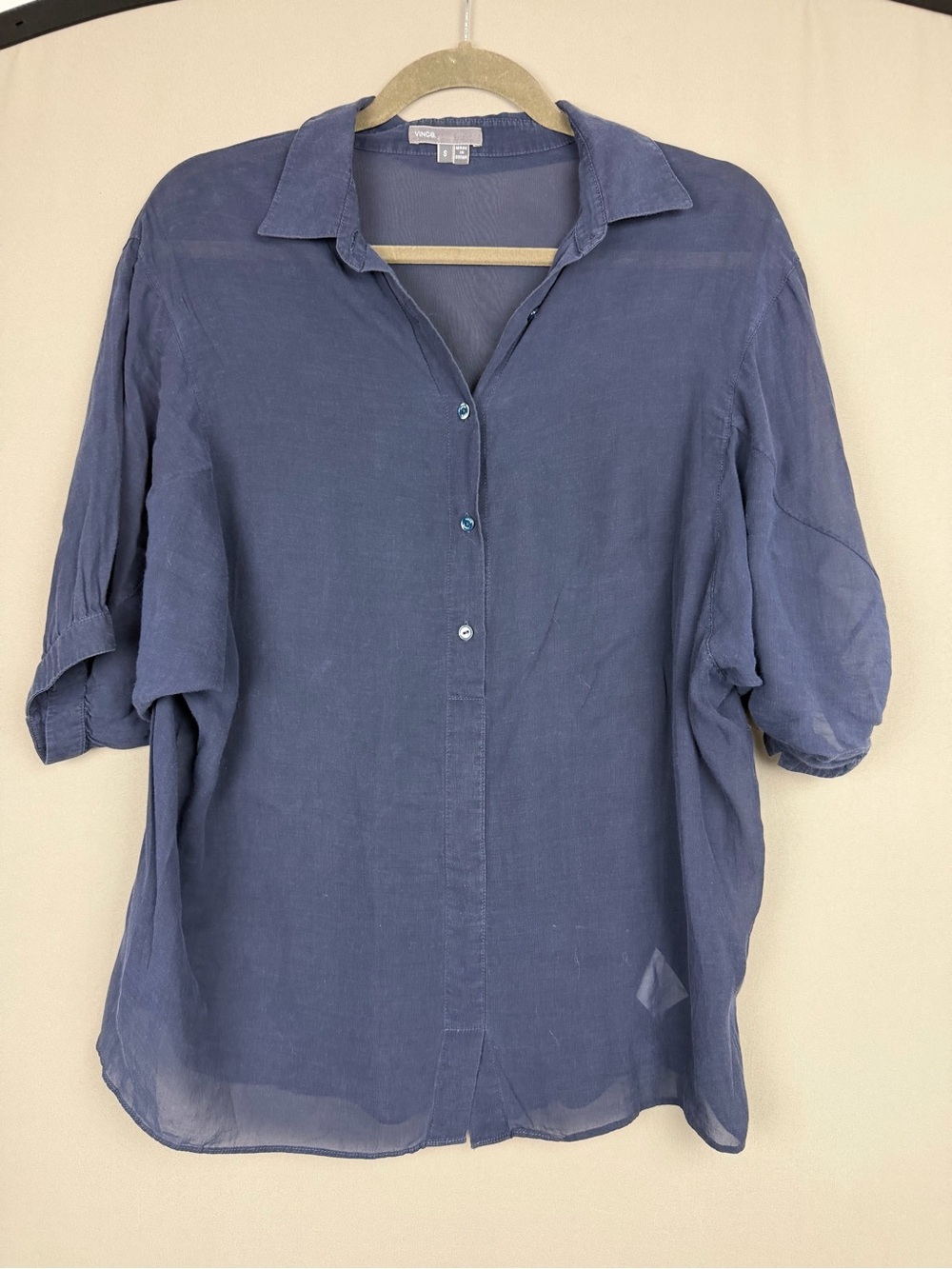 Vince Deep Navy Button-Front Top